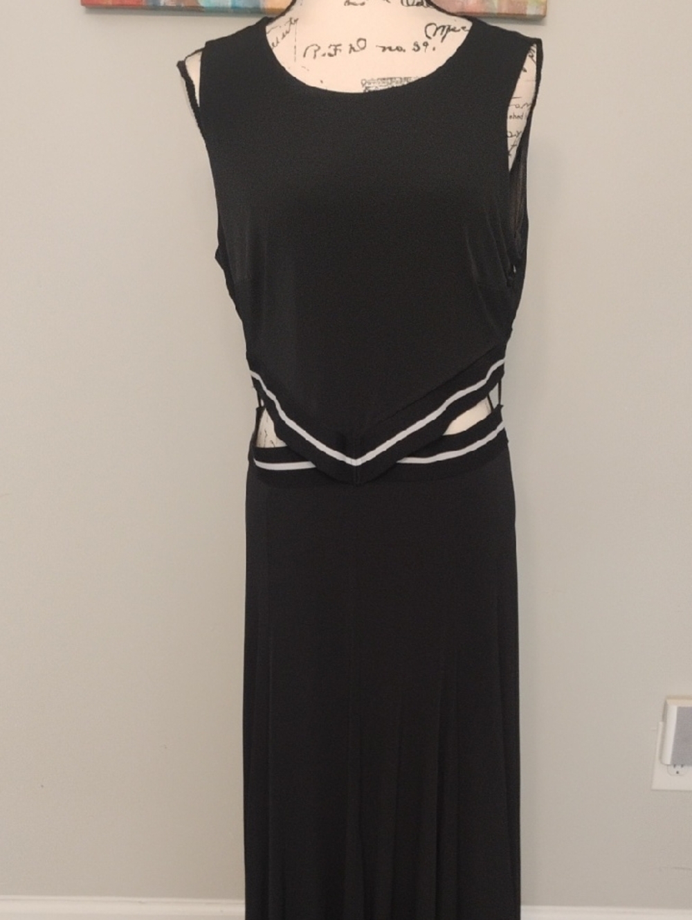 New York & Company Black Maxi Dress with White Contrast Trim